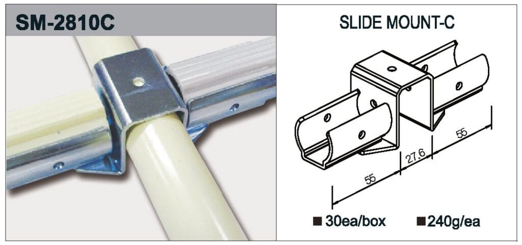 sm 2810c slide pipe mount | lean pipe connector | leantech engineering