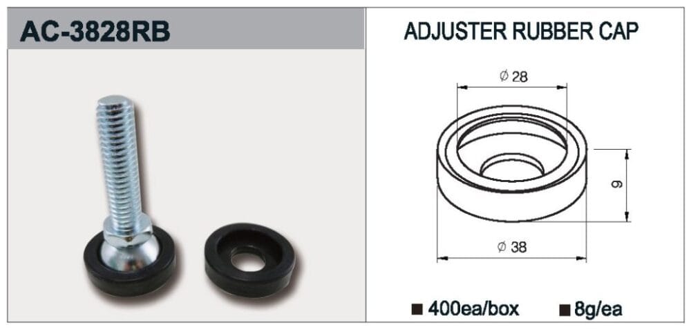 ac 3828rb adjuster rubber cap | leveling adjuster accessory | leantech engineering
