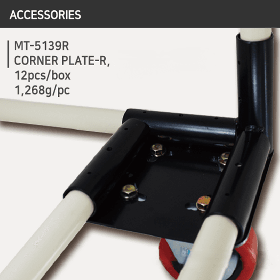 mt 5139r corner plate r | caster corner plate for lean pipe systems | leantech engineering