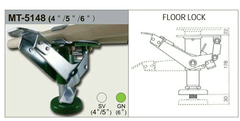 trolley footer lock mt 5148 | lean trolley locking accessory | leantech engineering